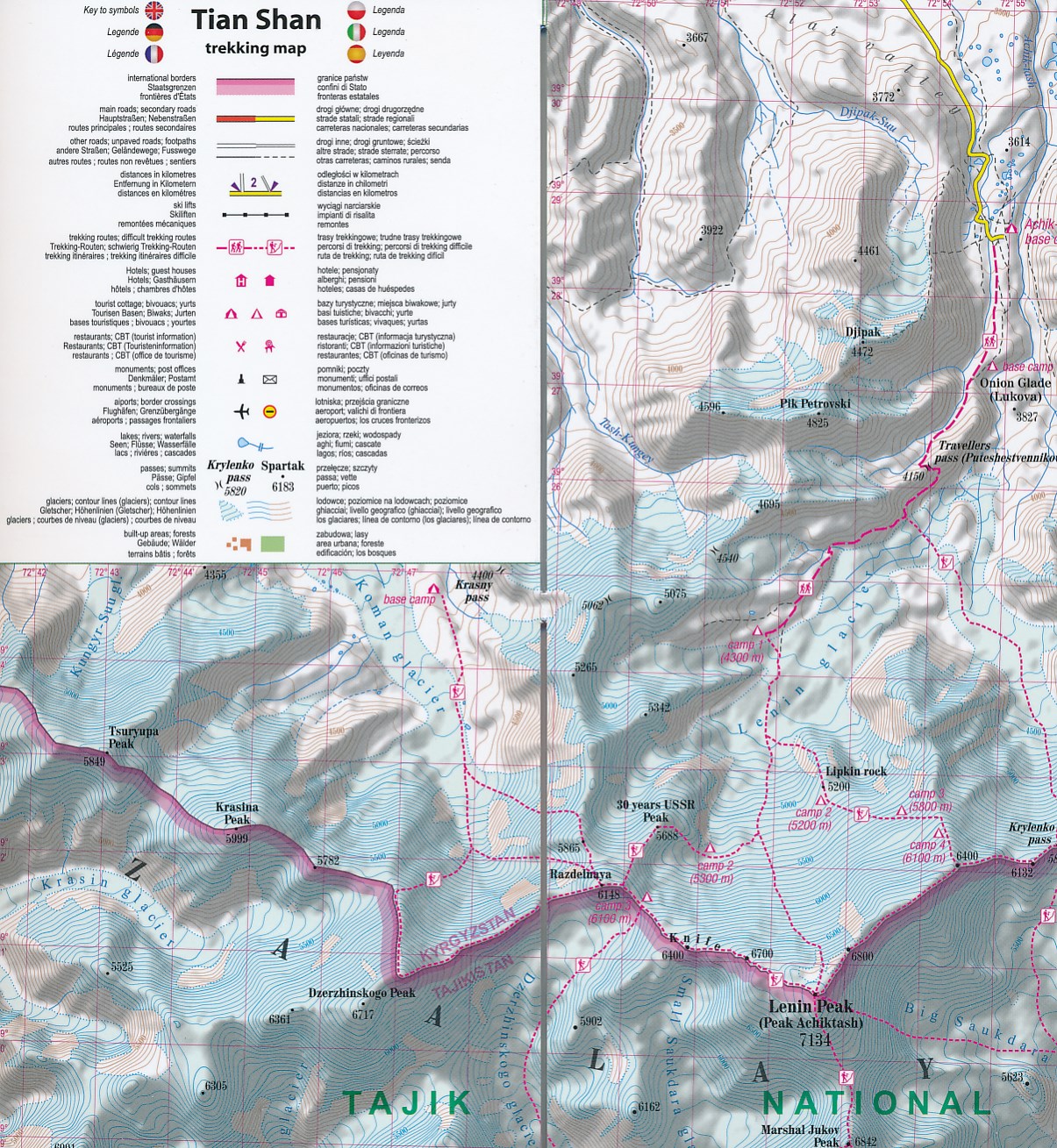 Wandelkaart Wegenkaart Landkaart Trekking Map Tian Shan Tien Shan   Tian Shan5 